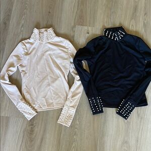 Studded Turtleneck Long Sleeve Tops